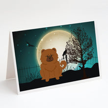 Load image into Gallery viewer, Halloween Scary Chow Chow Red Greeting Cards -  Blank Note Cards – 8-Pack of Artist-Designed Cards with Envelopes