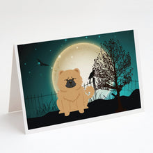 Load image into Gallery viewer, Halloween Scary Chow Chow Cream Greeting Cards -  Blank Note Cards – 8-Pack of Artist-Designed Cards with Envelopes