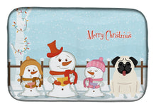 Load image into Gallery viewer, Merry Christmas Carolers Pug Cream Dish Drying Mat – Absorbent, Artistic Kitchen Essentials BB2335DDM