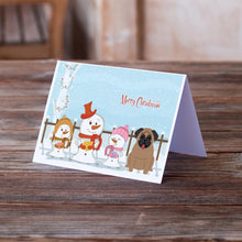 Load image into Gallery viewer, Merry Christmas Carolers Pug Brown Greeting Cards -  Blank Note Cards – 8-Pack of Artist-Designed Cards with Envelopes