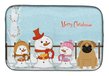 Load image into Gallery viewer, Merry Christmas Carolers Pug Brown Dish Drying Mat – Absorbent, Artistic Kitchen Essentials BB2338DDM