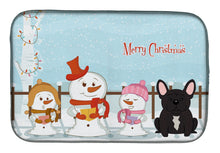 Load image into Gallery viewer, Merry Christmas Carolers French Bulldog Brindle Dish Drying Mat – Absorbent, Artistic Kitchen Essentials BB2340DDM