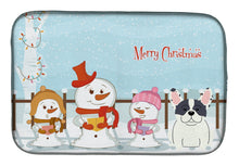 Load image into Gallery viewer, Merry Christmas Carolers French Bulldog Piebald Dish Drying Mat – Absorbent, Artistic Kitchen Essentials BB2342DDM