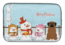 Load image into Gallery viewer, Merry Christmas Carolers Mastiff Brindle Dish Drying Mat – Absorbent, Artistic Kitchen Essentials BB2346DDM