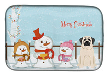 Load image into Gallery viewer, Merry Christmas Carolers Mastiff White Dish Drying Mat – Absorbent, Artistic Kitchen Essentials BB2348DDM