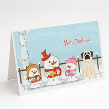 Load image into Gallery viewer, Merry Christmas Carolers Mastiff White Greeting Cards -  Blank Note Cards – 8-Pack of Artist-Designed Cards with Envelopes