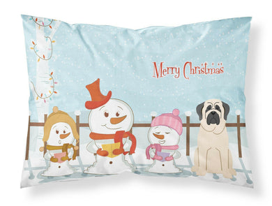 Merry Christmas Carolers Mastiff White Fabric Standard Pillowcase – Artistic Decorative Front, White Back BB2348PILLOWCASE