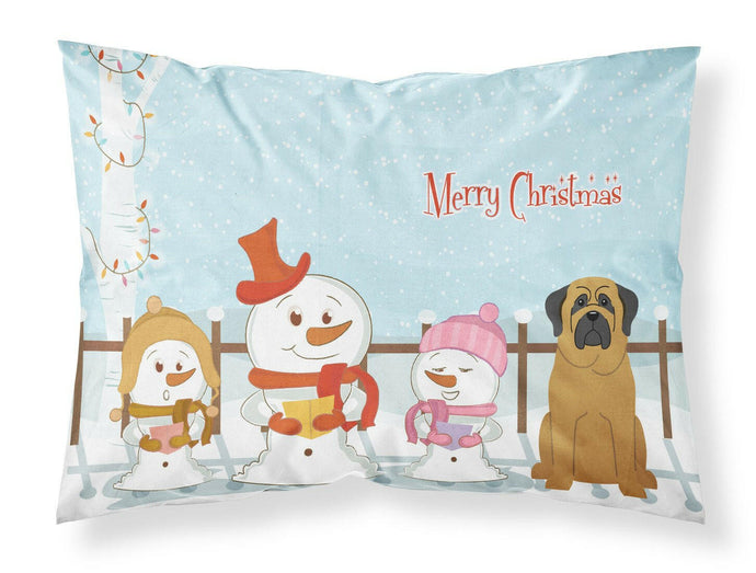 Merry Christmas Carolers Mastiff Fabric Standard Pillowcase – Artistic Decorative Front, White Back BB2349PILLOWCASE