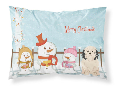 Merry Christmas Carolers Lowchen Fabric Standard Pillowcase – Artistic Decorative Front, White Back BB2350PILLOWCASE