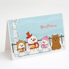 Load image into Gallery viewer, Merry Christmas Carolers Norwich Terrier Greeting Cards -  Blank Note Cards – 8-Pack of Artist-Designed Cards with Envelopes