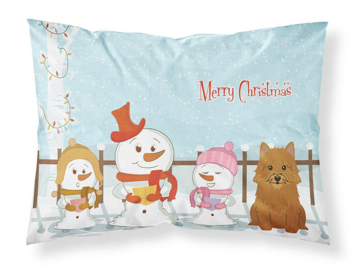 Merry Christmas Carolers Norwich Terrier Fabric Standard Pillowcase – Artistic Decorative Front, White Back BB2351PILLOWCASE