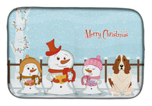 Load image into Gallery viewer, Merry Christmas Carolers Basset Hound Dish Drying Mat – Absorbent, Artistic Kitchen Essentials BB2352DDM