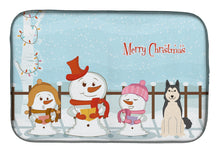 Load image into Gallery viewer, Merry Christmas Carolers West Siberian Laika Spitz Dish Drying Mat – Absorbent, Artistic Kitchen Essentials BB2356DDM