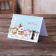 Load image into Gallery viewer, Merry Christmas Carolers Manchester Terrier Greeting Cards -  Blank Note Cards – 8-Pack of Artist-Designed Cards with Envelopes