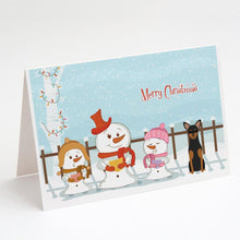 Load image into Gallery viewer, Merry Christmas Carolers Manchester Terrier Greeting Cards -  Blank Note Cards – 8-Pack of Artist-Designed Cards with Envelopes