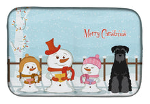 Load image into Gallery viewer, Merry Christmas Carolers Standard Schnauzer Black Dish Drying Mat – Absorbent, Artistic Kitchen Essentials BB2363DDM