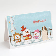 Load image into Gallery viewer, Merry Christmas Carolers Saint Bernard Greeting Cards -  Blank Note Cards – 8-Pack of Artist-Designed Cards with Envelopes
