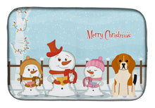 Load image into Gallery viewer, Merry Christmas Carolers Beagle Tricolor Dish Drying Mat – Absorbent, Artistic Kitchen Essentials BB2371DDM