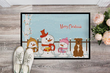 Load image into Gallery viewer, Merry Christmas Carolers Staffordshire Bull Terrier Brown Doormat - 24x36 Decorative Floor Mat – Indoor/Outdoor Rug with Artistic Flair BB2378JMAT