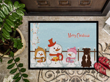 Load image into Gallery viewer, Merry Christmas Carolers Staffordshire Bull Terrier Chocolate Doormat - 24x36 Decorative Floor Mat – Indoor/Outdoor Rug with Artistic Flair BB2379JMAT