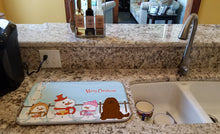 Load image into Gallery viewer, Merry Christmas Carolers Caucasian Shepherd Dog Dish Drying Mat – Absorbent, Artistic Kitchen Essentials BB2381DDM