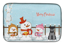 Load image into Gallery viewer, Merry Christmas Carolers Miniature Schanuzer Black Silver Dish Drying Mat – Absorbent, Artistic Kitchen Essentials BB2383DDM