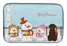 Load image into Gallery viewer, Merry Christmas Carolers Chocolate Labrador Dish Drying Mat – Absorbent, Artistic Kitchen Essentials BB2387DDM