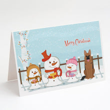 Load image into Gallery viewer, Merry Christmas Carolers German Shepherd Greeting Cards -  Blank Note Cards – 8-Pack of Artist-Designed Cards with Envelopes