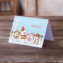 Load image into Gallery viewer, Merry Christmas Carolers Brittany Spaniel Greeting Cards -  Blank Note Cards – 8-Pack of Artist-Designed Cards with Envelopes