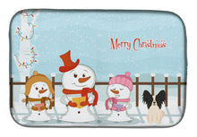 Load image into Gallery viewer, Merry Christmas Carolers Papillon Black White Dish Drying Mat – Absorbent, Artistic Kitchen Essentials BB2407DDM