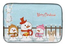 Load image into Gallery viewer, Merry Christmas Carolers Papillon Sable White Dish Drying Mat – Absorbent, Artistic Kitchen Essentials BB2408DDM