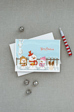 Load image into Gallery viewer, Merry Christmas Carolers Papillon Red White Greeting Cards -  Blank Note Cards – 8-Pack of Artist-Designed Cards with Envelopes