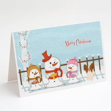 Load image into Gallery viewer, Merry Christmas Carolers Papillon Red White Greeting Cards -  Blank Note Cards – 8-Pack of Artist-Designed Cards with Envelopes