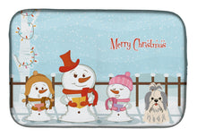 Load image into Gallery viewer, Merry Christmas Carolers Shih Tzu Silver White Dish Drying Mat – Absorbent, Artistic Kitchen Essentials BB2416DDM