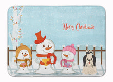 Load image into Gallery viewer, Merry Christmas Carolers Shih Tzu Black White Machine Washable Memory Foam Mat BB2419RUG