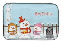 Load image into Gallery viewer, Merry Christmas Carolers Shih Tzu Black Silver Dish Drying Mat – Absorbent, Artistic Kitchen Essentials BB2420DDM