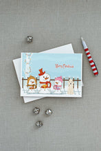 Load image into Gallery viewer, Merry Christmas Carolers Bedlington Terrier Sandy Greeting Cards -  Blank Note Cards – 8-Pack of Artist-Designed Cards with Envelopes