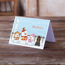 Load image into Gallery viewer, Merry Christmas Carolers Cocker Spaniel Black Tan Greeting Cards -  Blank Note Cards – 8-Pack of Artist-Designed Cards with Envelopes