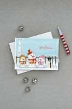 Load image into Gallery viewer, Merry Christmas Carolers Smooth Fox Terrier Greeting Cards -  Blank Note Cards – 8-Pack of Artist-Designed Cards with Envelopes