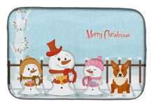 Load image into Gallery viewer, Merry Christmas Carolers Corgi Dish Drying Mat – Absorbent, Artistic Kitchen Essentials BB2431DDM
