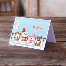 Load image into Gallery viewer, Merry Christmas Carolers Corgi Greeting Cards -  Blank Note Cards – 8-Pack of Artist-Designed Cards with Envelopes