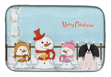 Load image into Gallery viewer, Merry Christmas Carolers Pekingnese Black White Dish Drying Mat – Absorbent, Artistic Kitchen Essentials BB2436DDM