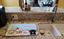 Load image into Gallery viewer, Merry Christmas Carolers Pekingnese Black Dish Drying Mat – Absorbent, Artistic Kitchen Essentials BB2438DDM