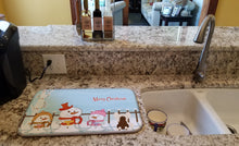 Load image into Gallery viewer, Merry Christmas Carolers Chinese Crested Cream Dish Drying Mat – Absorbent, Artistic Kitchen Essentials BB2444DDM