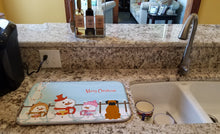 Load image into Gallery viewer, Merry Christmas Carolers Fawn Boxer Dish Drying Mat – Absorbent, Artistic Kitchen Essentials BB2446DDM