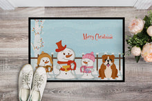 Load image into Gallery viewer, Merry Christmas Carolers English Bulldog Red White Doormat - 24x36 Decorative Floor Mat – Indoor/Outdoor Rug with Artistic Flair BB2451JMAT
