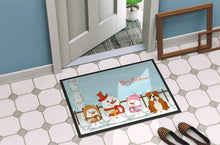 Load image into Gallery viewer, Merry Christmas Carolers English Bulldog Red White Doormat - 24x36 Decorative Floor Mat – Indoor/Outdoor Rug with Artistic Flair BB2451JMAT