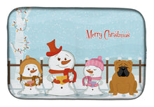 Load image into Gallery viewer, Merry Christmas Carolers English Bulldog Red Dish Drying Mat – Absorbent, Artistic Kitchen Essentials BB2453DDM