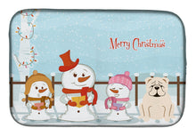 Load image into Gallery viewer, Merry Christmas Carolers English Bulldog White Dish Drying Mat – Absorbent, Artistic Kitchen Essentials BB2454DDM