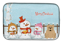 Load image into Gallery viewer, Merry Christmas Carolers English Bulldog Fawn Dish Drying Mat – Absorbent, Artistic Kitchen Essentials BB2455DDM